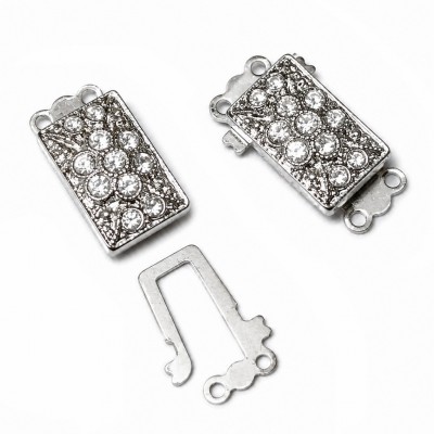 Κουμπώμα συρταρωτό 20x10mm με στρας με 2 κρίκους