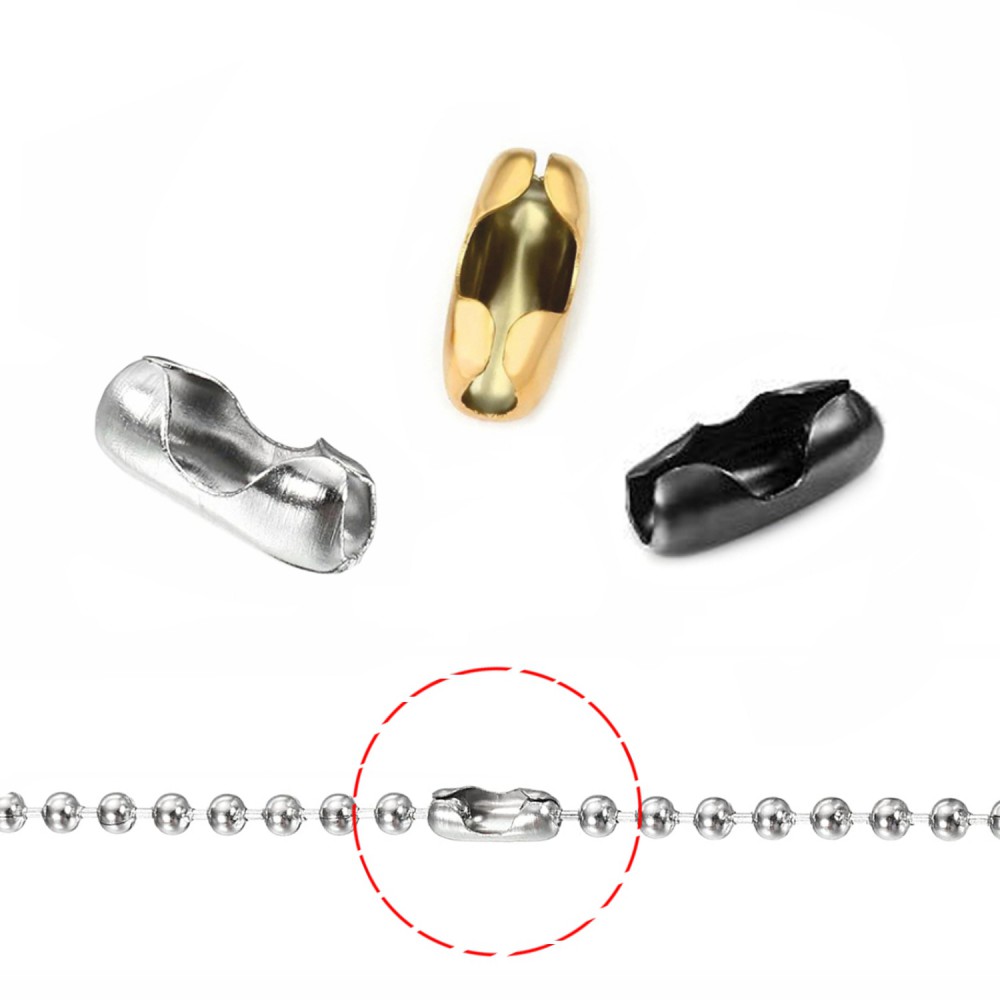 Ατσάλινα κουμπώματα 1mm / 2mm / 3mm για αλυσίδα μπιλάκι (συσκευασία)