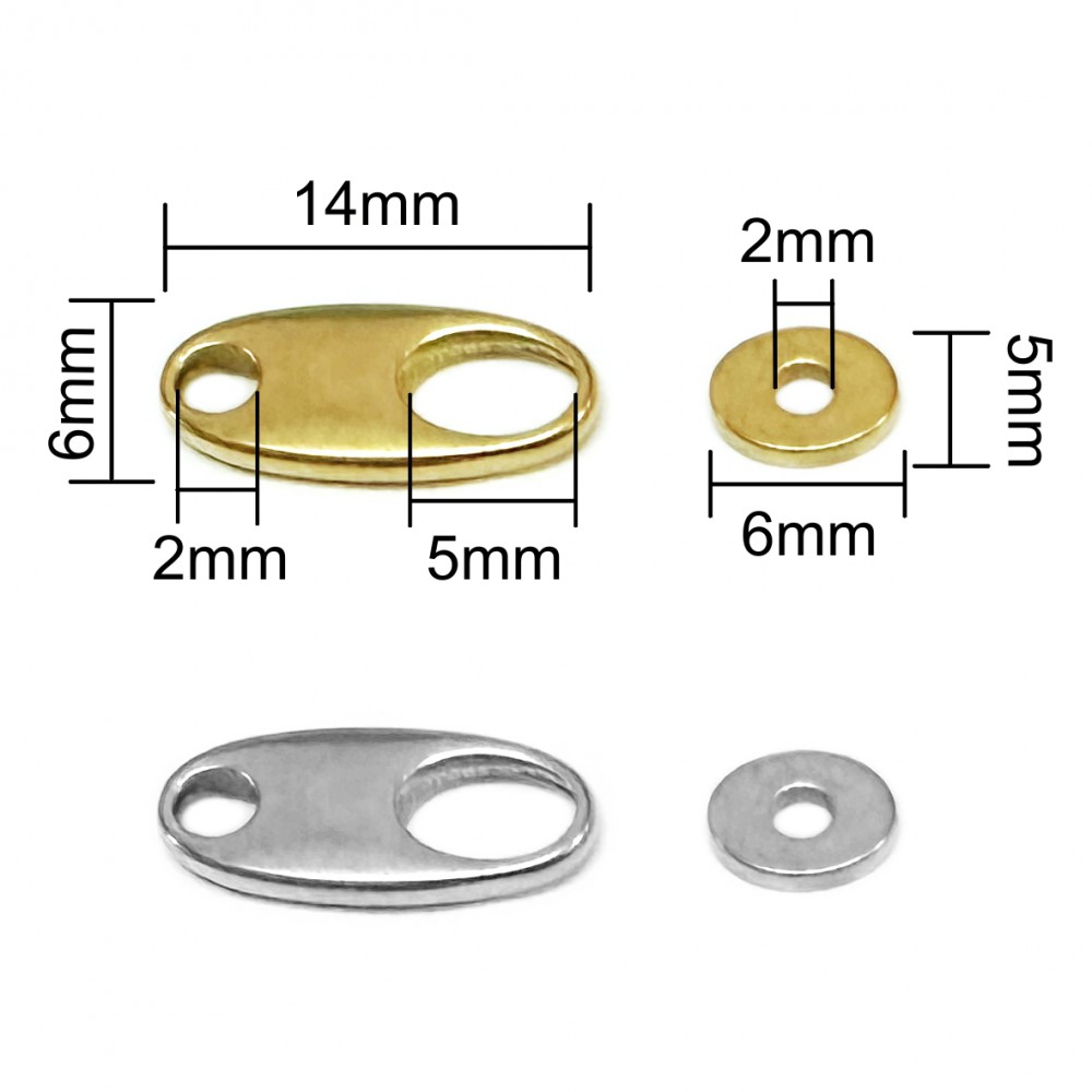 Ατσάλινο κούμπωμα οβάλ Τ 14x6mm Κουμπώματα
