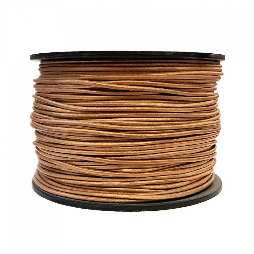 Δερμάτινο κορδόνι στρογγυλό 1mm / 1.8mm μπεζ ελαφρώς επιχρυσωμένο χρώμα (ανά μέτρο) Δερμάτινα Κορδόνια