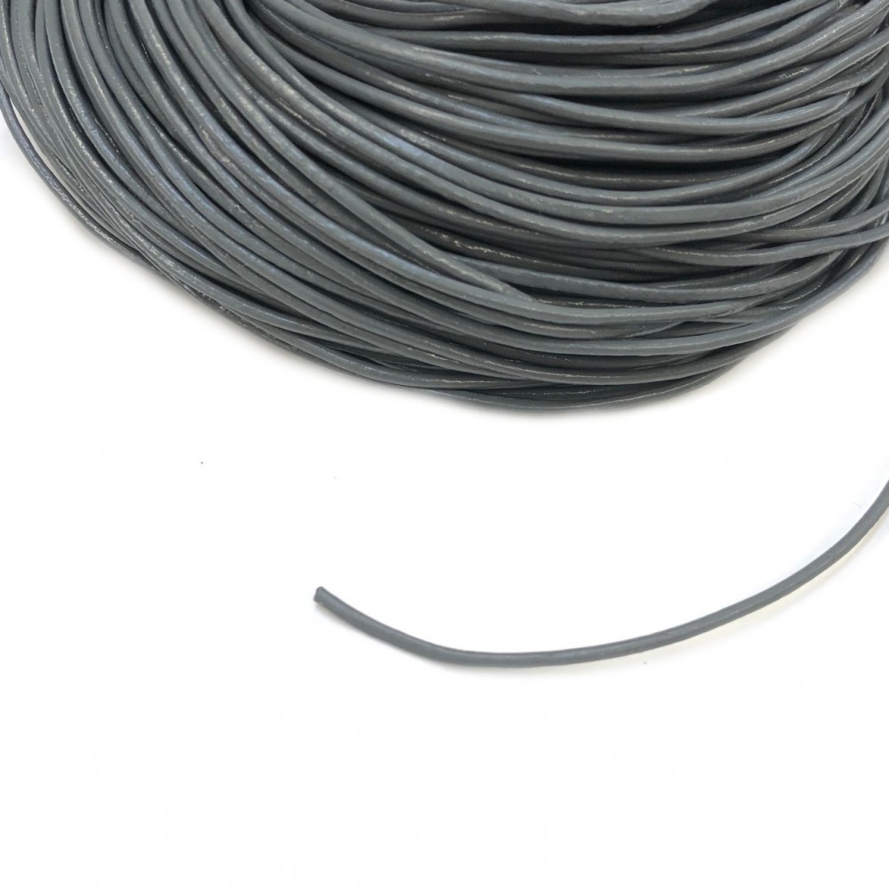 Δερμάτινο κορδόνι στρογγυλό 1.8mm γκρι χρώμα (ανά μέτρο) Δερμάτινα Κορδόνια