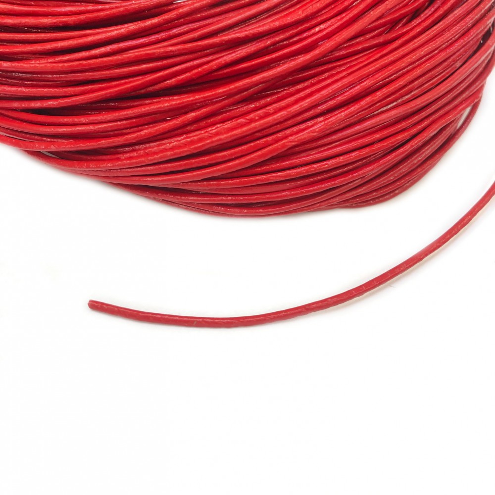 Δερμάτινο κορδόνι στρογγυλό 1.8mm κόκκινο χρώμα (ανά μέτρο) Δερμάτινα Κορδόνια