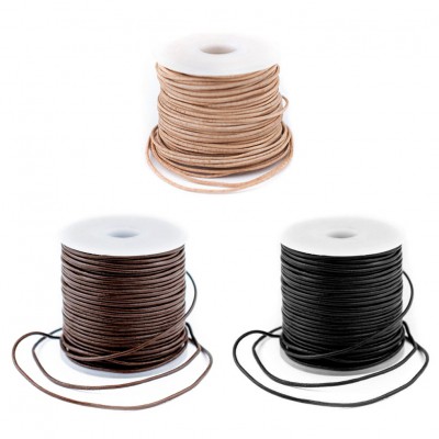 Δερμάτινο κορδόνι στρογγυλό 1.5mm μαύρο / καφέ / φυσικό (ανά μέτρο)