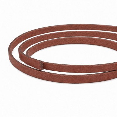 Δερμάτινο κορδόνι πλακέ 5mm x 3mm καφέ ταμπά χρώμα (ανά μέτρο)