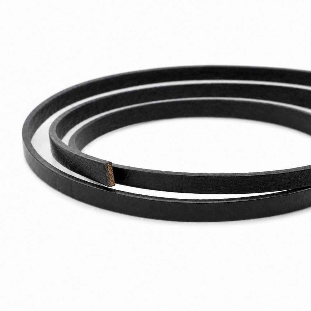 Δερμάτινο κορδόνι πλακέ 5mm x 2mm μαύρο χρώμα (ανά μέτρο) Δερμάτινα Κορδόνια