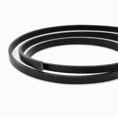 Δερμάτινο κορδόνι πλακέ 5mm x 2mm μαύρο χρώμα (ανά μέτρο)