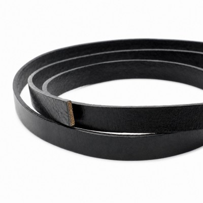 Δερμάτινο κορδόνι πλακέ 8mm x 2mm μαύρο χρώμα (ανά μέτρο)