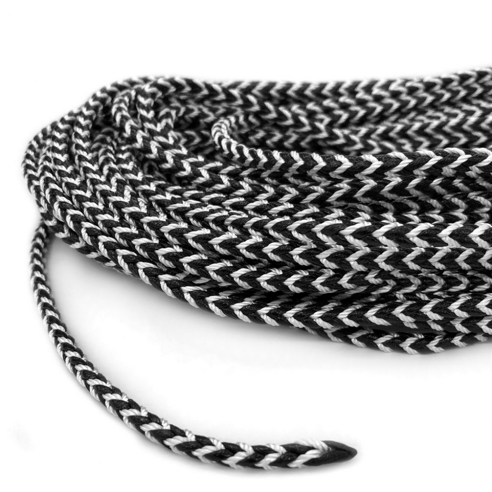 Κορδόνι πλεκτό δίχρωμο μαύρο με λευκό 5mm (ανά μέτρο) Στριφτά & Πλεκτά Κορδόνια