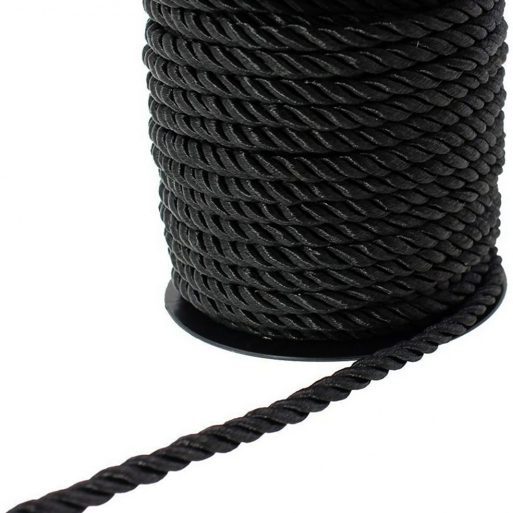 Κορδόνι στριφτό γυαλιστερό μαύρο χρώμα 5mm / 7mm (ανά μέτρο) Στριφτά & Πλεκτά Κορδόνια